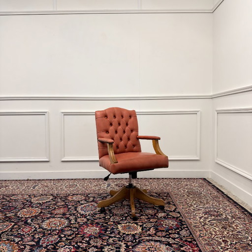 Chaise de bureau classique anglaise couleur saumon