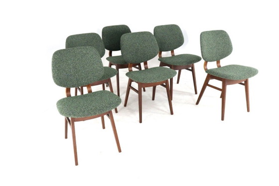 Image 1 of Ensemble de 6 chaises de salle à manger hollandaises « Zegge » vintage rembourrées