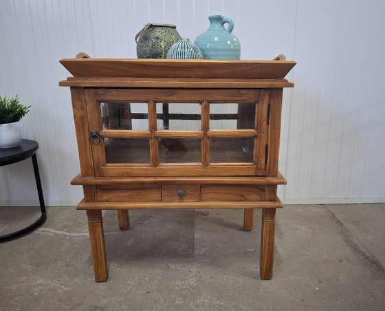 Image 1 of Magnifique meuble à thé en teck neuf avec porte et tiroir