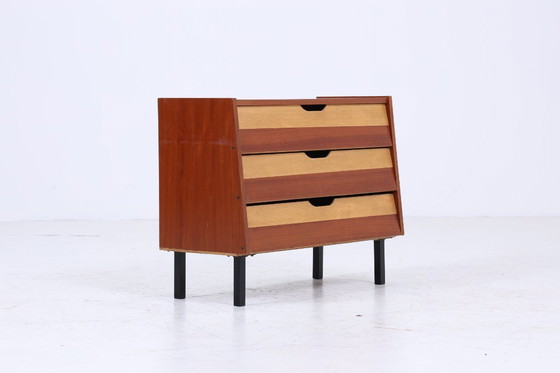 Image 1 of Vintage shoe cabinet from the 1960s | Mid-century cabinet, retro shoe cabinet, hallway, wooden storage #04-23