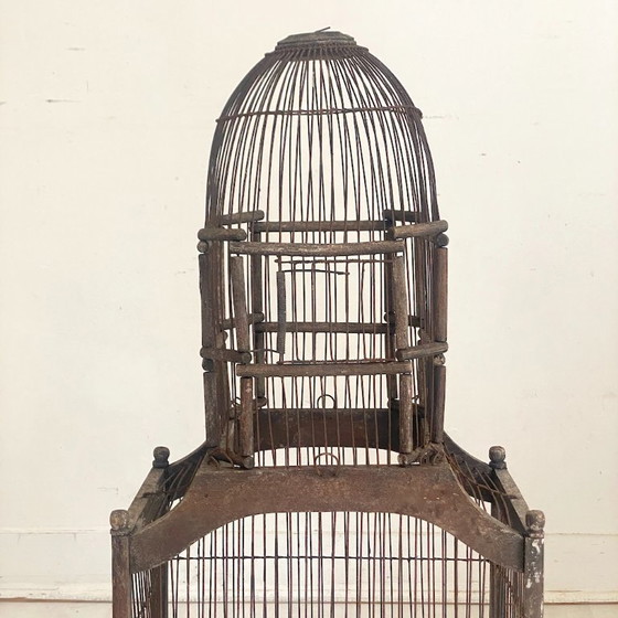 Image 1 of Jaula para pájaros antigua de principios del siglo XX.