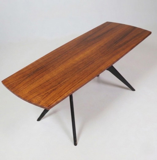 Table basse Vintage Scandinave en teck et piètement noir - années 60