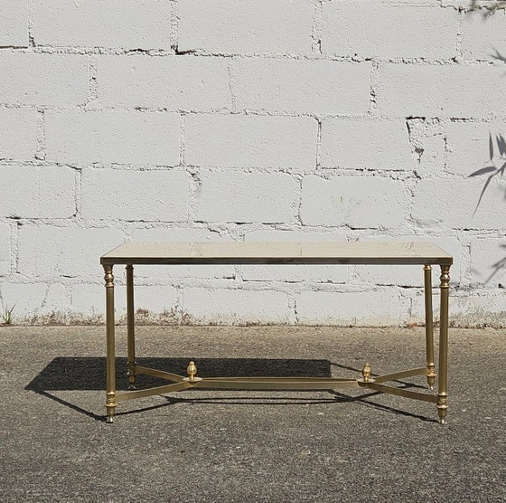 Image 1 of French Vintage Marble Coffee Table-Maison Jansen Cocktail Table-Lounge Table Hollywood Regency Style-70s