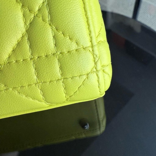 DIOR LADY MINI - CANNAGE LAMSLEER GEEL ZILVEREN BESLAG VERSTELBARE BAND