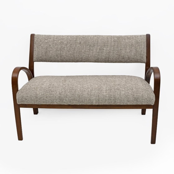 Image 1 of Art Dèco Italiaanse stoffen twee fauteuils en kleine bank, jaren 1930