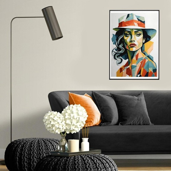 Image 1 of GONGAS - Cubismo con sombrero - Litografía de artista enmarcada