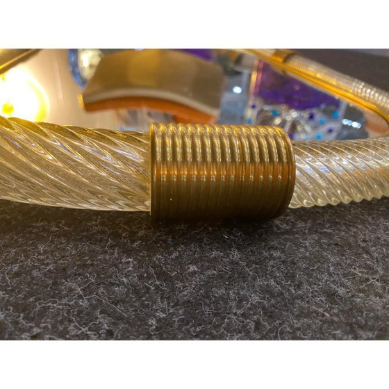 Image 1 of Espejo de pared de cristal de Murano veneciano con detalles Torgiglione-Torchon, estilo Barovier