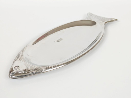 Plato vintage para servir pescado WMF Cromargan, vajilla alemana de acero inoxidable