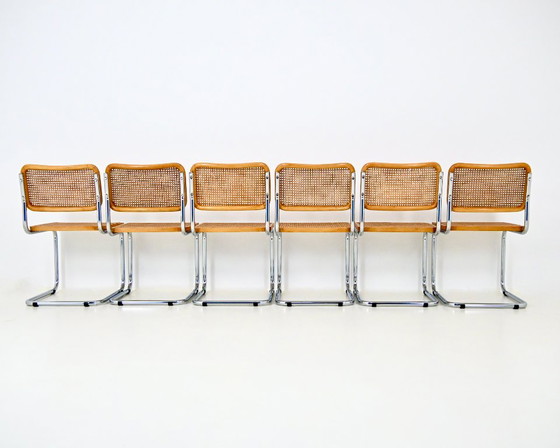Chaises de salle à manger Style B32 par Marcel Breuer, Lot de 6 – Rattan, Wood (photo 5 of 10)