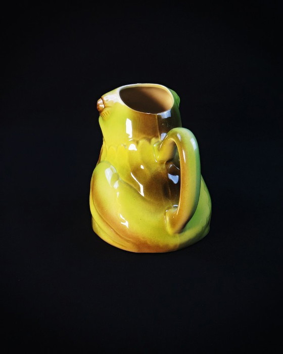 Image 1 of Brocca a rana in barbotine policrome firmata Salins Vintage anni '60