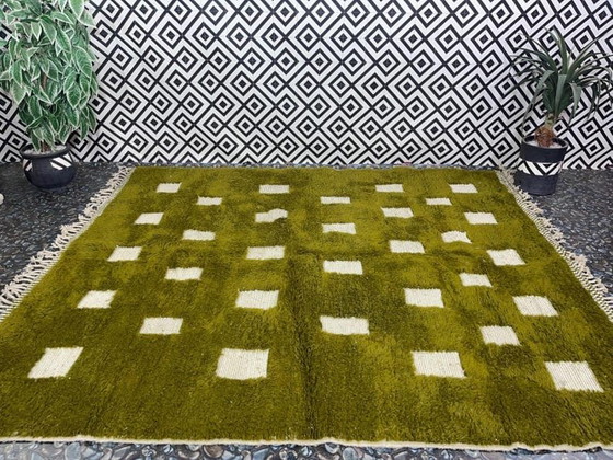 Tapis En Laine Pure Naturelle Vert Et Blanc Traditionnelle 200x300 Cm – Ahrend, Wool (photo 4 of 10)