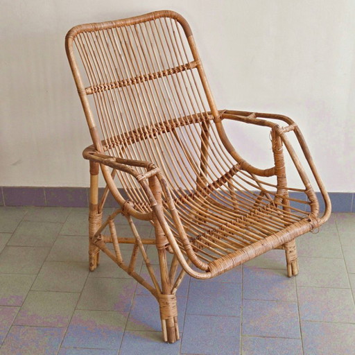 VINTAGE 1960 RATTAN SESSEL 60ER JAHRE DLG JANINE ABRAHAM & ROL ROHE NOORDWOLDE