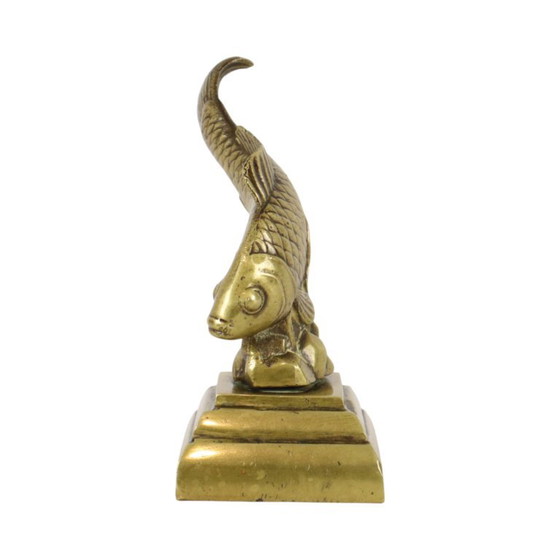 Vintage Zwaar Massief Brons Koi Karper Beeld – Beeldhouwkunst, Bronze (photo 5 of 10)