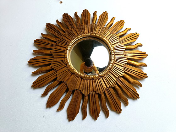 Image 1 of Vintage Golden Sunburst Mirror, 1960s