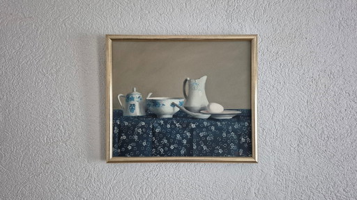 Original oil painting / still life by Yin Yong Chun – Asian porcelain