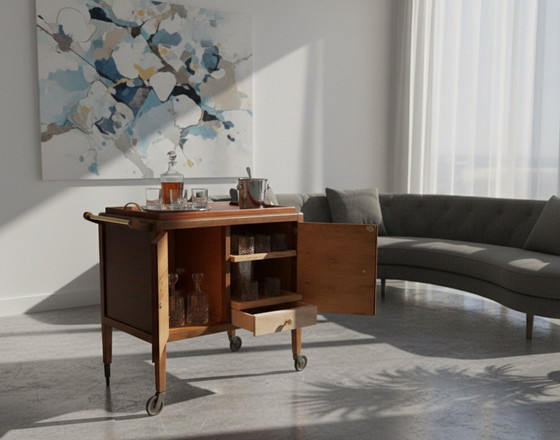 Image 1 of Desserte roulante Art Déco à plateau amovible – Ateliers Gauthier-Poinsignon Nancy, circa 1930