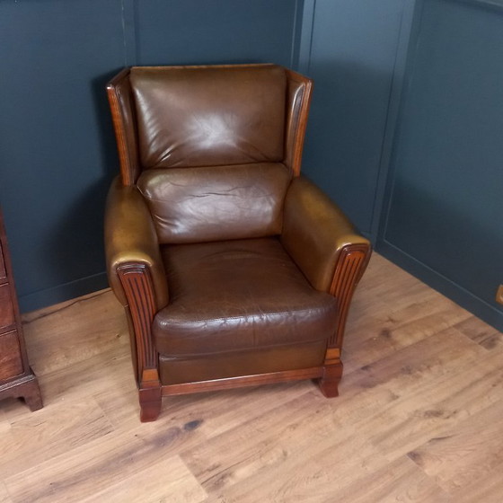 Image 1 of Elegant Art Deco Armchair in Sheepskin - Timeless and Luxurious Seating Comfort