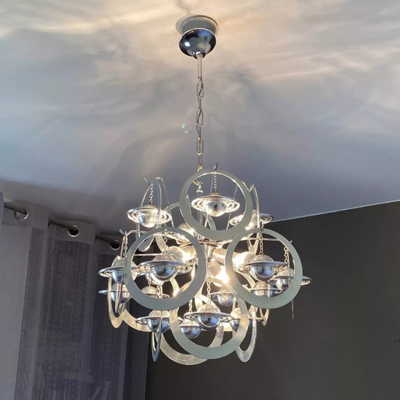 Image 1 of Sputnik Saturn pendant light. 1970. Space age. Italy.