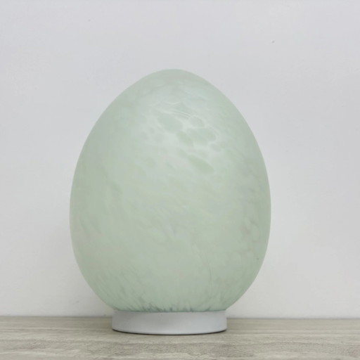 Mid-century Large Domec france egg shaped glass table lamp , 1970s