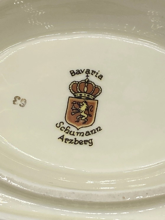 Schumann Arzberg Saucenschüssel aus bayerischem Porzellan mit passendem Unterteller – Blumen- und Golddekor (photo 6 of 9)