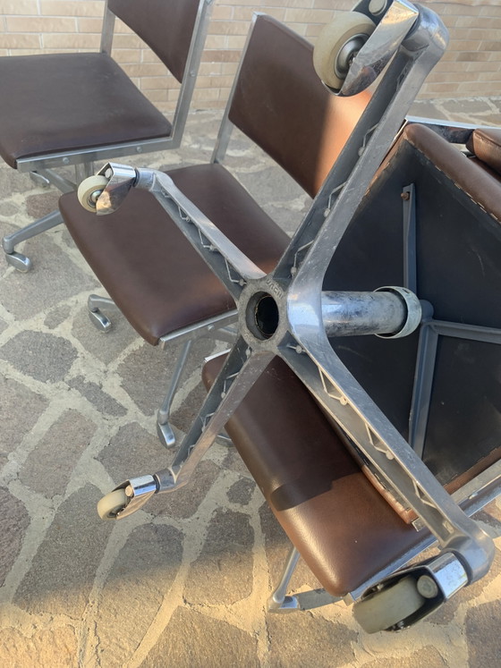 Set van 4 VAGHI-stoelen uit de jaren 70 - Chroom en bruin Skai - Italiaans design uit het midden van de 20e (photo 8 of 13)