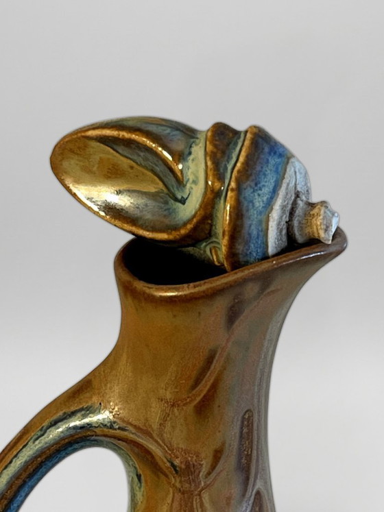 Image 1 of Denbac likeurset van geglazuurd aardewerk, gesigneerd – Frankrijk, jaren 1950-1960