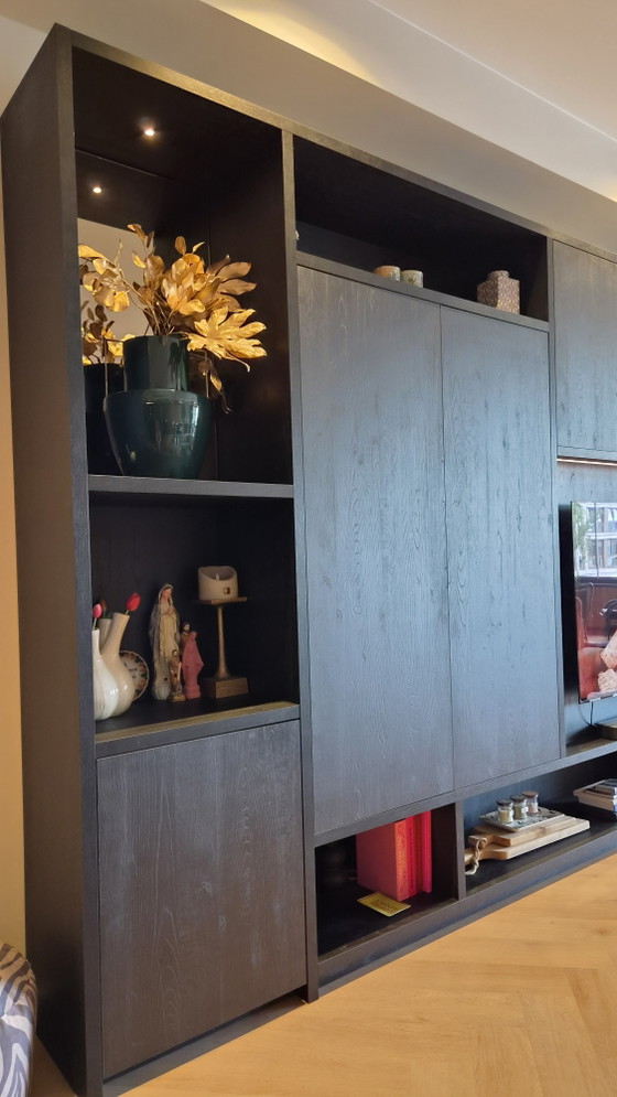 Modern Wall cabinet/ Cinewall Custom Made 4.40 X 2.50 X 0.44 – Wood, Glass (photo 4 of 7)