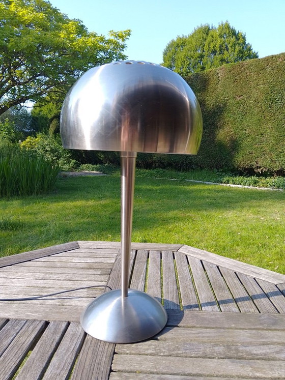 Image 1 of Modern mushroom table lamp in chrome, space age inspiration