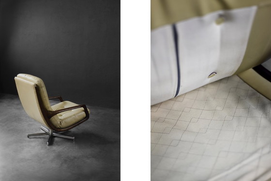 Image 1 of Vintage Mid-Century German Modern Leather Swivel Armchair by Eugen Schmidt for Soloform, 1960s