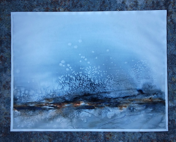 Image 1 of Der erste Schnee fällt, Aquarell und Mischtechnik auf 300-Gramm-Aquarellpapier.
