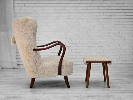 1960s, Danish design by A. Christensen for Slagelse Møbelværk, sheepskin.