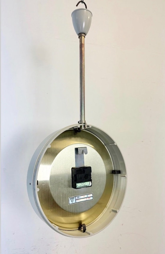 Image 1 of Grey Industrial Bakelite Double Sided Factory Clock from Pragotron, 1980s