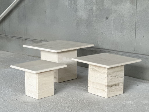 Travertine nestingtables, ca 1980's