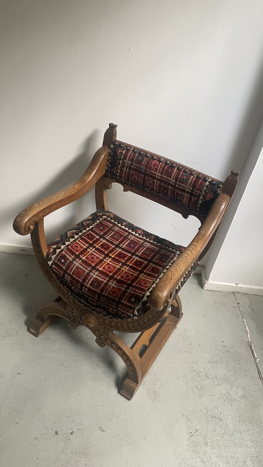 Sedia antica Savonarola – fauteuils, Metal, Textile (photo 2 of 6)