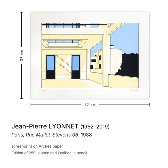 Image 1 of Jean-Pierre LYONNET Paris, Rue Mallet-Stevens 06 Signierter Siebdruck 1988