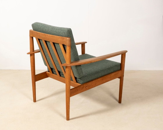 Fauteuil Grete Jalk Modèle PJ56 en Chêne, Danemark années 1950 – Poul Jeppesen, Textile, Wood (photo 8 of 13)