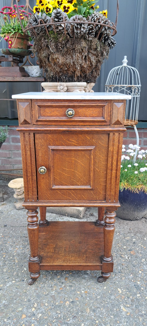 Antique Nightstand, Dresser, Hallstand With Marble Top Dim. 38x35cm and 79cm High