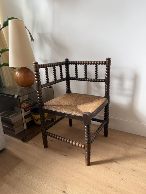 Sedia angolare Bobbin in rovere antico