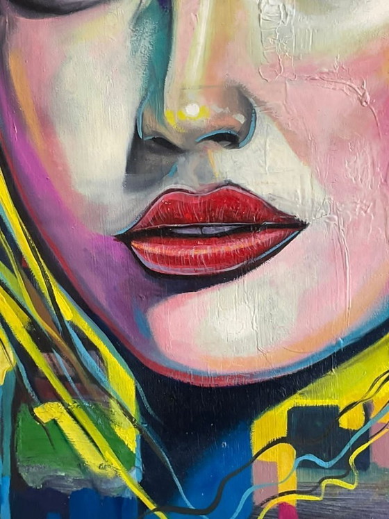 Image 1 of Luis Angel - La Mujer De Las Grietas Cromaticas - Artist Canvas