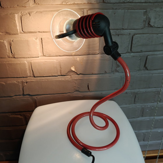 Vintage ESTO Style Red Spiral Table Lamp – Memphis Postmodern 1980s 1990s – Metal (photo 2 of 14)