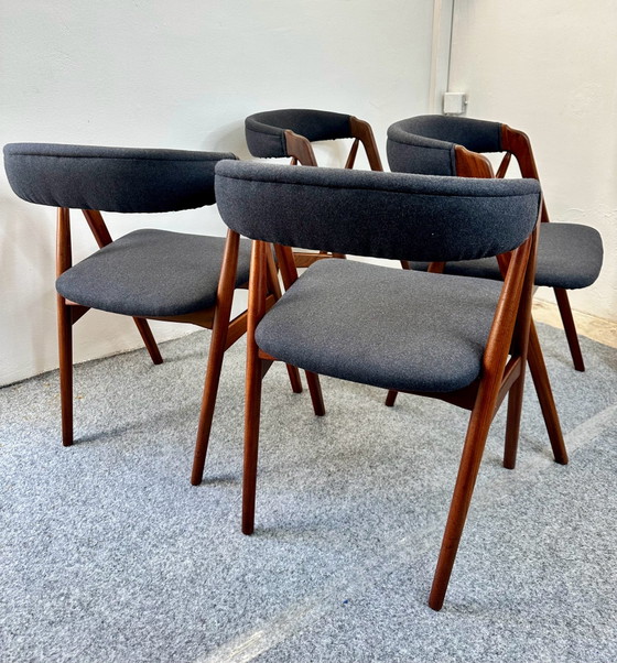 4 Deense Design Teak Eetkamerstoelen 205 Thomas Harlev Farstrup, Hout, Bruin (foto 10 van 15)