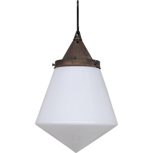 Mid-century opaline Conical pendant lamp, France 1950s