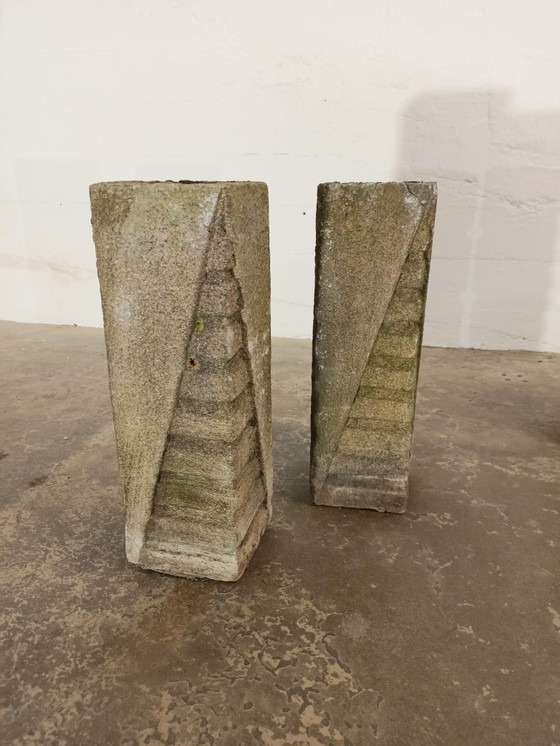Image 1 of 6 vintage brutalistische plantenpotten