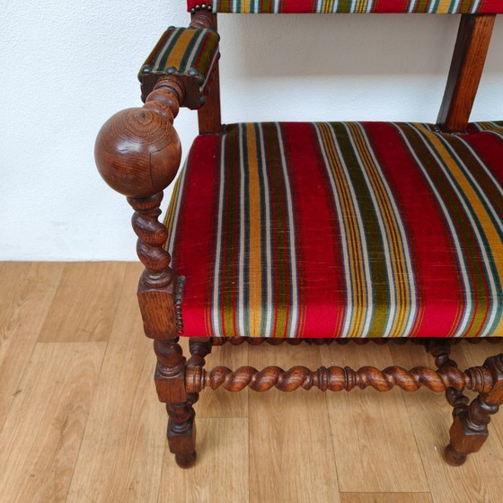 Image 1 of Banc antique en chêne français, banc d'entrée, banc de salle à manger, banc de table à manger c