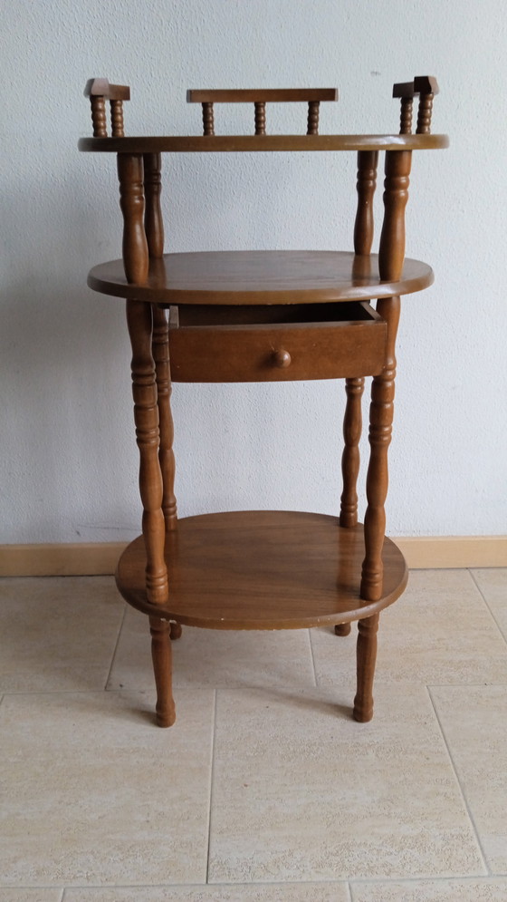 Image 1 of Classic Plant Table, Side Table with Drawer