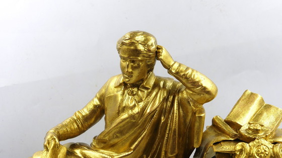 Image 1 of Orologio da mantello a pendolo francese vintage antico 1850-1900 Medaille de Bronze