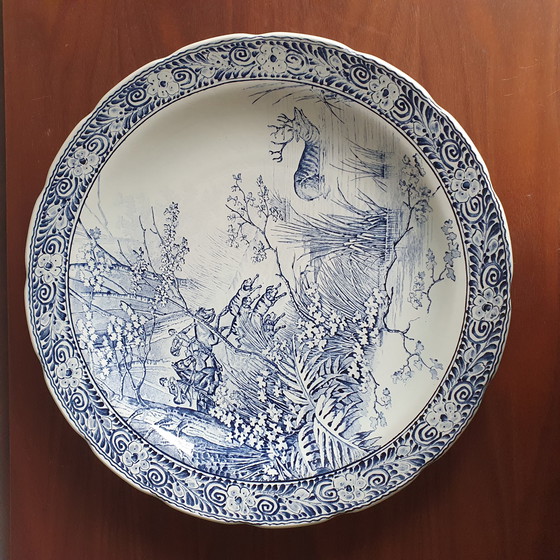 Image 1 of Delft Blue Wall Plate From Royal Sphinx With Yacht Image