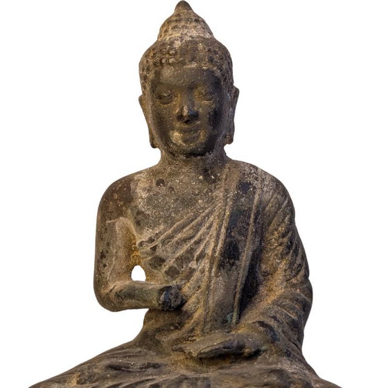 LOTE 122 – Buda tibetano de bronce, figura ritual fragmentaria con signos de uso – Esculturas, Bronze (photo 9 of 10)