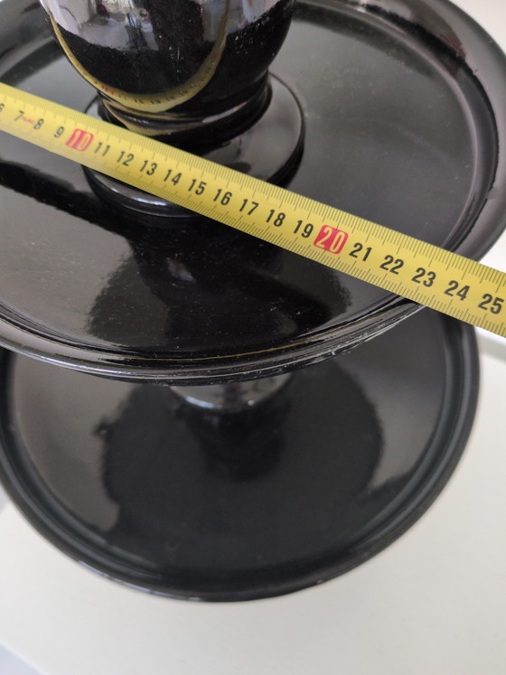 Image 1 of Grande supporto a più livelli nero / ciotola decorativa – 73 cm di altezza