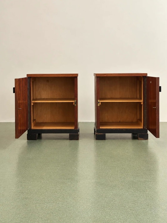 Coppia di Comodini Amsterdam School di Pander, anni '30, Legno, Nero (foto 6 di 12)